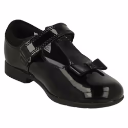 Girls Clarks Bow Detailed School Shoes Scala Hope - Black, UK 11.5 Child