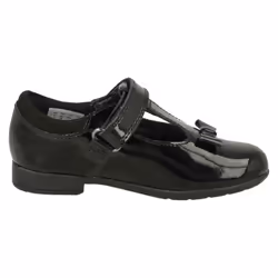 Girls Clarks Bow Detailed School Shoes Scala Hope - Black, UK 12 Child