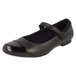 Girls Clarks Bow Detailed School Shoes Scala Hope - Black, UK 7 Infant