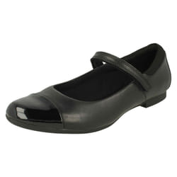 Girls Clarks Bow Detailed School Shoes Scala Hope - Black, UK 7 Infant