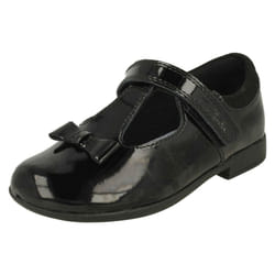 Girls Clarks Bow Detailed School Shoes Scala Hope - Black, UK 7.5 Infant