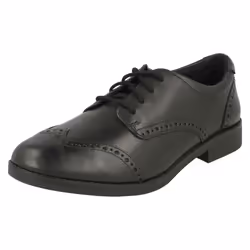 Girls Clarks Lace Up Brogue School Shoes Aubrie Craft Y - Black, UK 6.5 Child