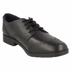 Girls Clarks Lace Up Brogue School Shoes Aubrie Craft Y - Black, UK 6.5 Child