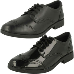 Girls Clarks Lace Up Brogue School Shoes Aubrie Craft Y - Black, UK 3.5 Child
