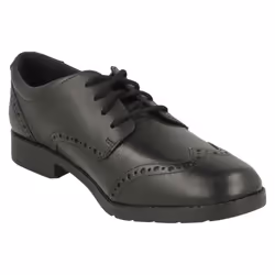 Girls Clarks Lace Up Brogue School Shoes Aubrie Craft Y - Black, UK 3.5 Child