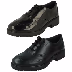Girls Clarks Lace Up Brogue Detailed School Shoes Loxham Brogue Y - Black, UK 3.5 Child