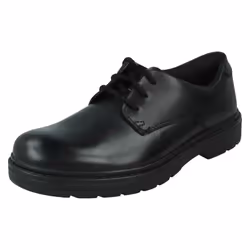 Boys Clarks Lace Up School Shoes Loxham Pace Y - Black, UK 3.5 Child