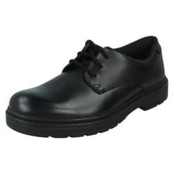 Boys Clarks Lace Up School Shoes Loxham Pace Y - Black, UK 3.5 Child