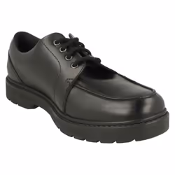Boys Clarks Lace Up School Shoes Loxham Pace Y - Black, UK 4.5 Child
