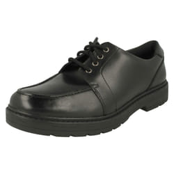 Boys Clarks Lace Up School Shoes Loxham Pace Y - Black, UK 3 Child