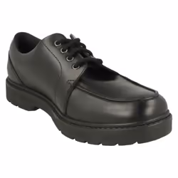 Boys Clarks Lace Up School Shoes Loxham Pace Y - Black, UK 3.5 Child
