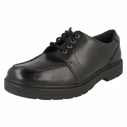 Boys Clarks Lace Up School Shoes Loxham Pace Y - Black, UK 4.5 Child