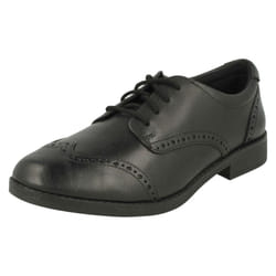 Girls Clarks Lace Up Brogue School Shoes Aubrie Craft Y - Black, UK 3.5 Child