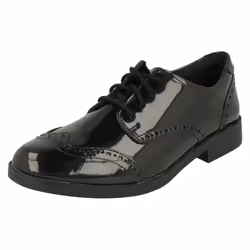 Girls Clarks Lace Up Brogue School Shoes Aubrie Craft Y - Black, UK 5.5 Child