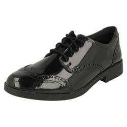 Girls Clarks Lace Up Brogue School Shoes Aubrie Craft Y - Black, UK 6.5 Child