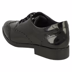 Girls Clarks Lace Up Brogue School Shoes Aubrie Craft Y - Black, UK 4 Child