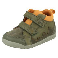 Boys Clarks Hook & Loop Casual Ankle Boots Rex Park - Navy, UK 5 Infant