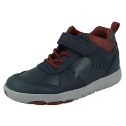 Boys Clarks Casual Hi-Top Trainers Rex Park K - Navy, UK 12 Child