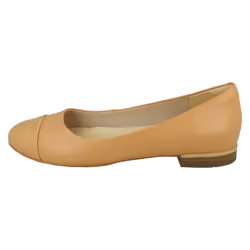 Ladies Clarks Flat Ballerina Shoes Festival Gold - Tan, UK 5.5