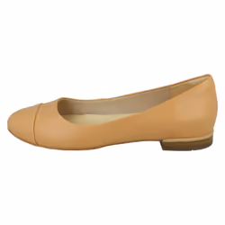 Ladies Clarks Flat Ballerina Shoes Festival Gold - Tan, UK 7