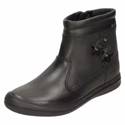 Girls Clarks Flower Detailed Ankle Boots ScooterGoGTX - Black, UK 10.5 Child