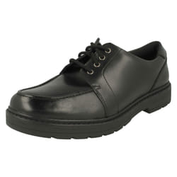Boys Clarks Lace Up School Shoes Loxham Pace Y - Black, UK 5 Child