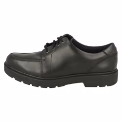 Boys Clarks Lace Up School Shoes Loxham Pace Y - Black, UK 5 Child