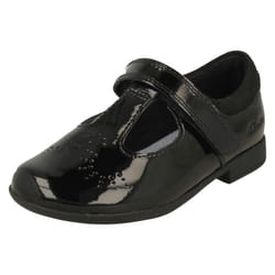 Boys Clarks Lace Up School Shoes Scala Step Y - Black, UK 4 Child