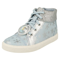 Girls Clarks Frozen Detailed Hi Top Trainers City Ice K - Blue, UK 11.5 Child