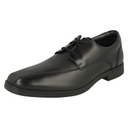 Boys Clarks Lace Up School Shoes Scala Step Y - Black, UK 6 Child