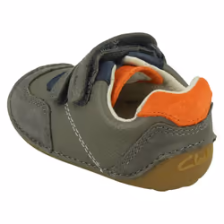 Boys Clarks Casual Shoes Tiny Dusk - Grey Combi Leather - UK Size 2F - EU Size 17.5 - US Size 2.5M