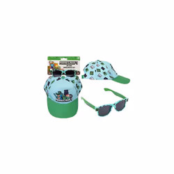 Minecraft Cap and Sunglasses Set, Light Blue and Green