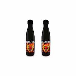 Stranger Things Water Bottle (Hellfire Club Design) 540ml Metal Water Bottle, Kids Metal Water Bottle - Official Merchandise
