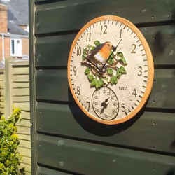 Smart Garden 5064002 Outside In Robin Wall Clock & Thermometer 12"