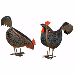 Smart Garden Metal Solar Hens 2 Designs - (1 Picked At Random)