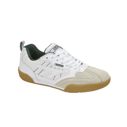 Men HITEC White PU/Suede/Leather Squash Trainer Non Marking Gum Rubber Outsole - 8