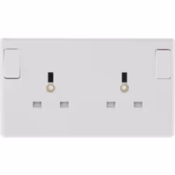 Nexus 2 Gang White Round Edge Single Pole Switched Socket 13a [MWA 822-01]