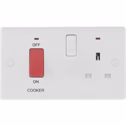 Nexus White Round Edge Cooker Control Unit 45a with 13a Socket & LED [MWA 870-01]