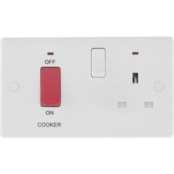 Nexus White Round Edge Cooker Control Unit 45a with 13a Socket & LED [MWA 870-01]