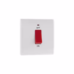 874-01 Double Pole Cooker Control Unit with a Power Indicator, 45 Amp, White