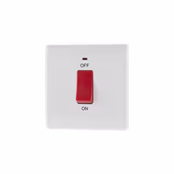 874-01 Double Pole Cooker Control Unit with a Power Indicator, 45 Amp, White