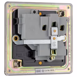 BG Electrical FBN21B-01 Screwless Flat Plate Single Switched Power Socket, Black Nickel, 13 Amp