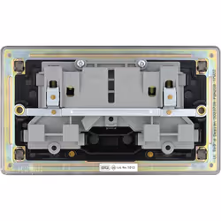 BG Electrical FBN22B-01 Double Switched Screwless Flat Plate Power Socket, Black Nickel, 13 Amp