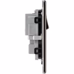 BG Electrical FBN22B-01 Double Switched Screwless Flat Plate Power Socket, Black Nickel, 13 Amp