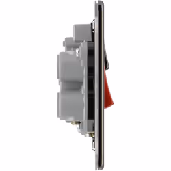 BG Electrical FBN70B-01 Screwless Flat Plate Double Pole Cooker Control Unit with Single Socket and Power Indicator, 45 Amp, Black Nickel
