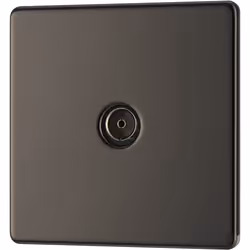 BG Electrical FBN60-01 Screwless Flat Plate Single Co-Axial Socket, Black Nickel