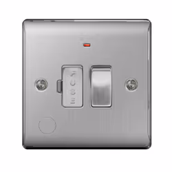 Masterplug NBS53 13 A Metal Brushed Steel Switched Fused Connection Unit with Neon and Cable Outlet