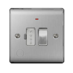 Masterplug NBS53 13 A Metal Brushed Steel Switched Fused Connection Unit with Neon and Cable Outlet