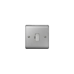 Masterplug NBS55 13 A Metal Brushed Steel Unswitched Fused Connection Unit with Cable Outlet