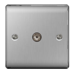 NEXUS METAL BRUSHED STEEL SINGLE SOCKET FOR TV OR FM CO-AXIAL AERIAL CONNECTION
